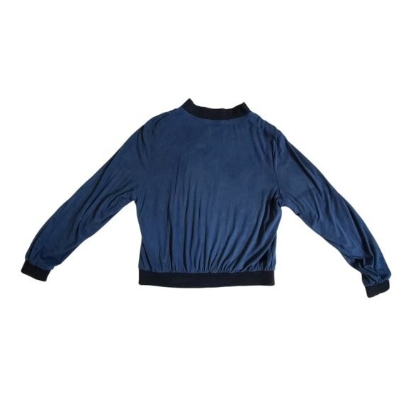 Fab'rik blue & black zip up long sleeve jacket sz S - Picture 2 of 12